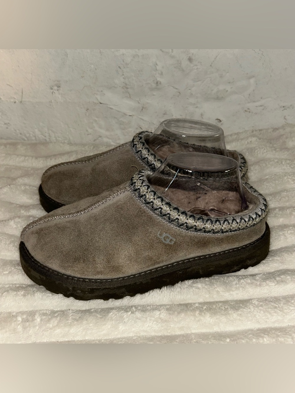 UGG 5955 Tasman Suede Sheepskin Slippers Clogs Gray Women’s Size 7 EU 38